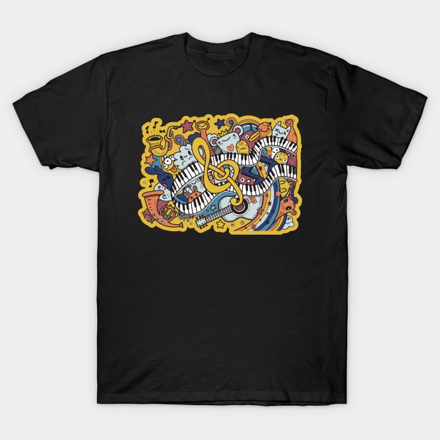 Monsters Music Cute Monsters Playing Music for Musicians T-Shirt by markz66